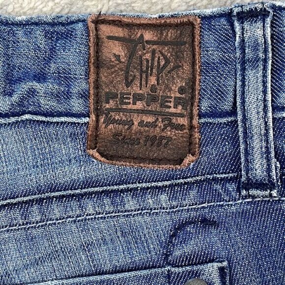 Chip & Pepper Pamela Straight Leg Jeans Blue Knee Rips Distressed Sz 30 - Picture 11 of 12